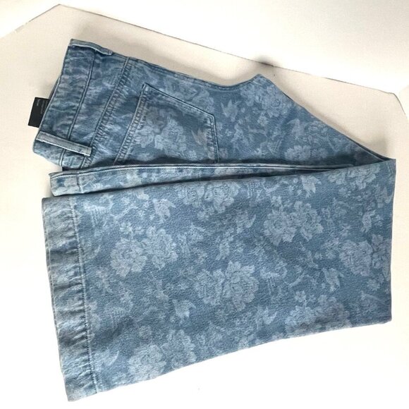Paige Sonja Blue Floral Jacquard Wide Leg Trouser Jeans 27 - Picture 3 of 7